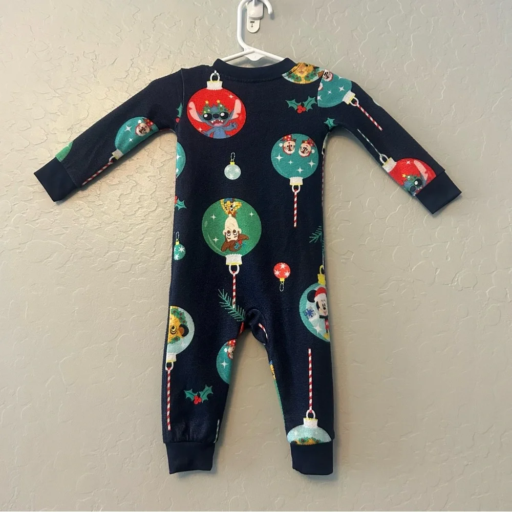 ⭐️Disney 100 Christmas ornament character print footie pajamas size 6-9 months